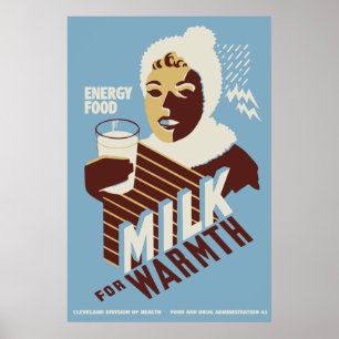 Milch hoher Qualität für Wärme Energie Lebensmitte Poster