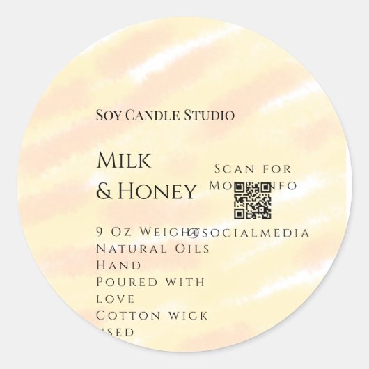 Milch Honigsoy-Kerzen-Geschäft hinzufügen q r Code Runder Aufkleber (Vorderseite)