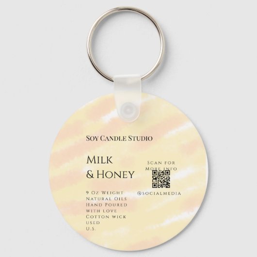 Milch Honigsoy-Kerzen-Geschäft hinzufügen q r Code Schlüsselanhänger (Vorderseite)