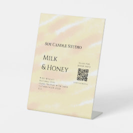 Milch Honigsoy-Kerzen-Geschäft hinzufügen q r Code Sockelschild