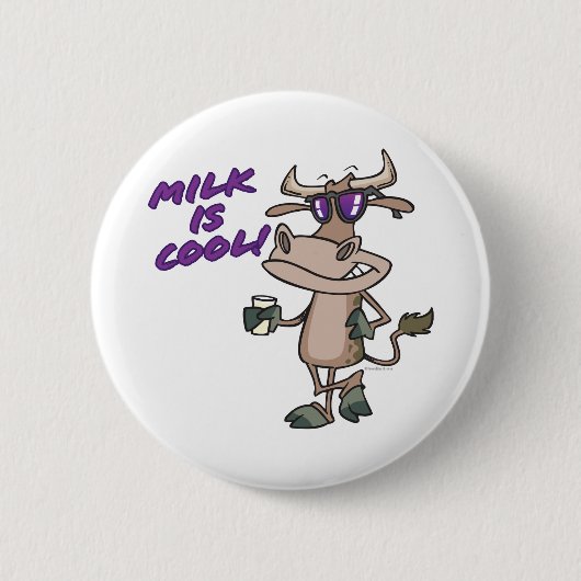 Milch ist cooler niedlicher Kuh-Cartoon Button (Vorderseite)