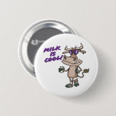 Milch ist cooler niedlicher Kuh-Cartoon Button (Vorne & Hinten)