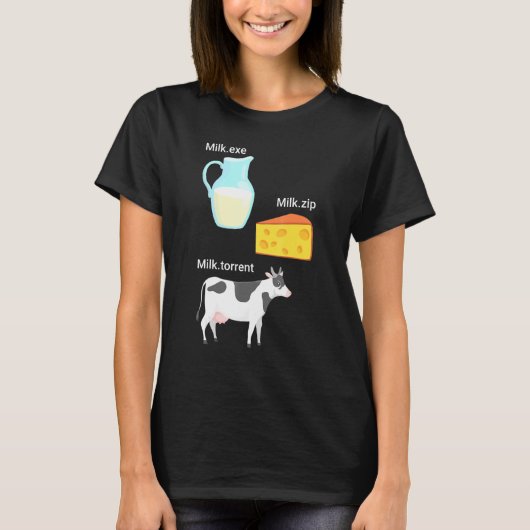 Milch Käse Kuh Computer Nerd Geek Coder T-Shirt (Vorderseite)