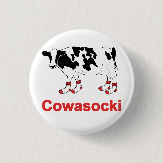Milch-Kuh in den Socken - Cowasocki Kuh ein Socky Button (Vorderseite)