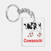 Milch-Kuh in den Socken - Cowasocki Kuh ein Socky Schlüsselanhänger (Vorderseite links)
