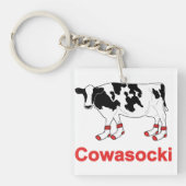 Milch-Kuh in den Socken - Cowasocki Kuh ein Socky Schlüsselanhänger (Vorderseite)