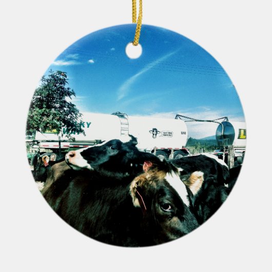 Milch-LKW Keramik Ornament (Vorne)