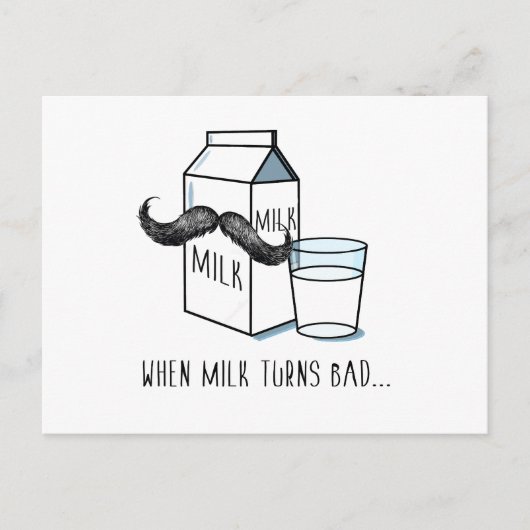 Milch & Mustache Funny Postcard Postkarte (Vorderseite)