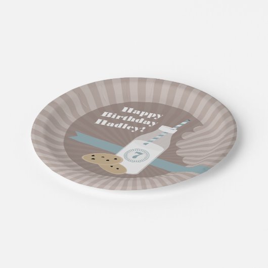 Milch + Plätzchen-Geburtstag - Pappteller (Schrägansicht)