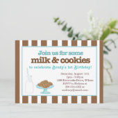 Milch u. Plätzchen-Party (Aqua/Brown) Einladung (Stehend Vorderseite)