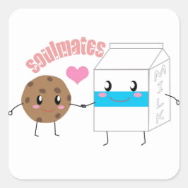 Milch- und Cookie-Square-Aufkleber (Blatt 20) Quadratischer Aufkleber