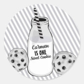 Milch und Cookie Sweet One First Birthday Runder Aufkleber (Vorderseite)