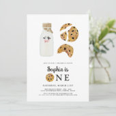 Milch und Cookies 1. Geburtstag Einladung (Stehend Vorderseite)