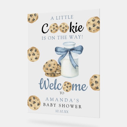 Milch und Cookies Begrüßung Baby-Dusche Party Acrylschild (Winkel)