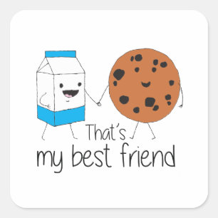 Milch und Cookies BESTE FREUNDIN Freundschaft Quadratischer Aufkleber