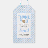 Milch und Cookies Blue 1. Geburtstag Party Geschenkanhänger (Rückseite)