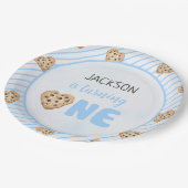 Milch und Cookies Blue 1. Geburtstag Party Pappteller (Schrägansicht)