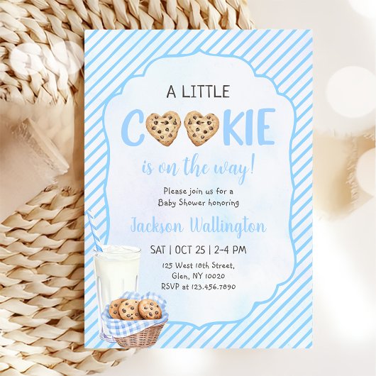 Milch und Cookies Blue Baby Boy Dusche Party Einladung