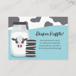 Milch und Cookies Blue Baby Shower Diaper Raffle Begleitkarte