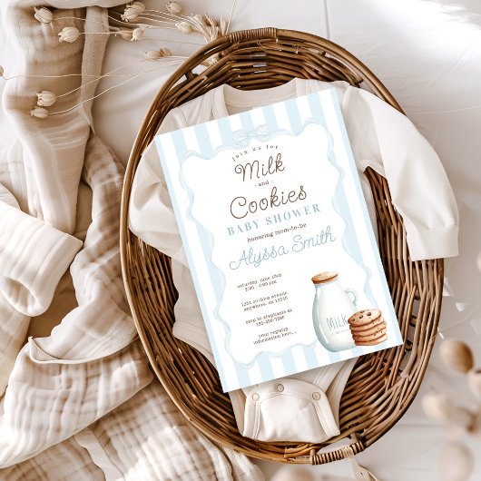 Milch und Cookies Blue Baby Shower Einladung