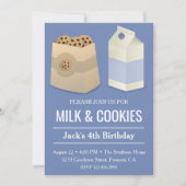 Milch und Cookies Blue Birthday Boy Party laden Einladung (Vorderseite)