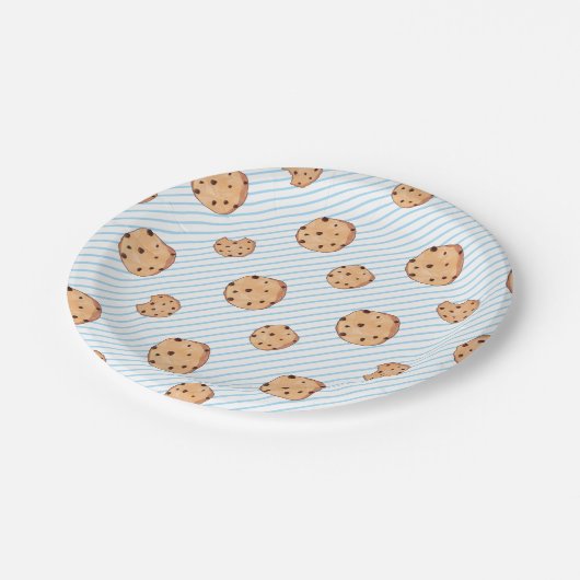 Milch und Cookies Blue Birthday Paper Plate Pappteller (Schrägansicht)