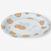 Milch und Cookies Blue Birthday Party Pappteller (Schrägansicht)