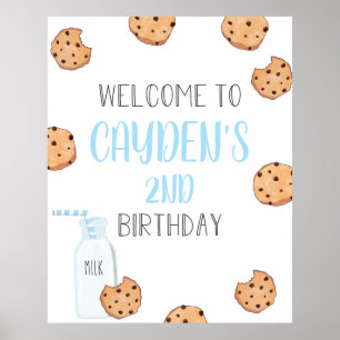 Milch und Cookies Blue Birthday Willkommen Poster