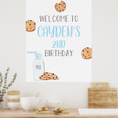 Milch und Cookies Blue Birthday Willkommenspender Poster (Küche)