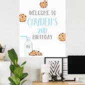 Milch und Cookies Blue Birthday Willkommenspender Poster (Heimbüro)