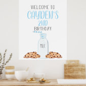 Milch und Cookies Blue Birthday Willkommenspender Poster (Küche)