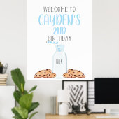 Milch und Cookies Blue Birthday Willkommenspender Poster (Heimbüro)