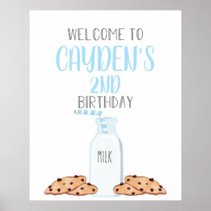 Milch und Cookies Blue Birthday Willkommenspender Poster