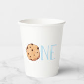 Milch und Cookies Blue First Birthday One Pappbecher (Vorderseite)