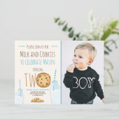 Milch und Cookies Boy Blue Einladung (Stehend Vorderseite)