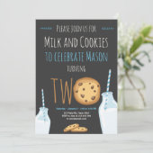 Milch und Cookies Boy Blue Einladung (Stehend Vorderseite)