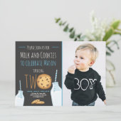 Milch und Cookies Boy Blue Einladung (Stehend Vorderseite)