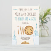 Milch und Cookies Boy Blue Einladung (Stehend Vorderseite)