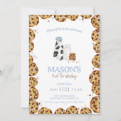 Milch und Cookies bröckeln Blue Birthday Party Einladung (Vorderseite)