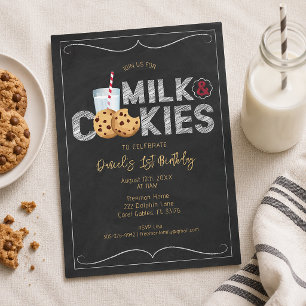 Milch und Cookies - Einladung zum Geburtstag - Süß