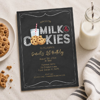 Milch und Cookies - Einladung zum Geburtstag - Süß