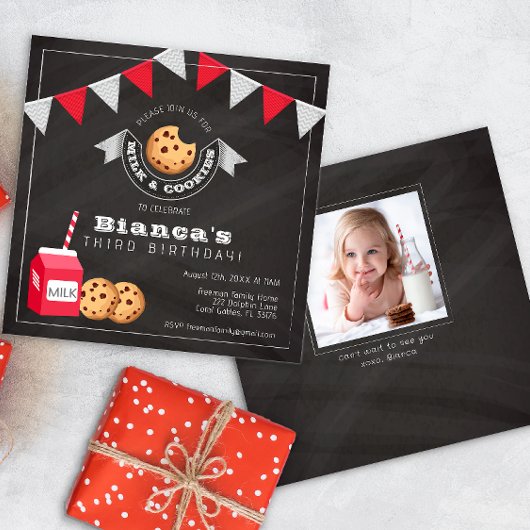 Milch und Cookies - Einladung zum Geburtstag - Vin