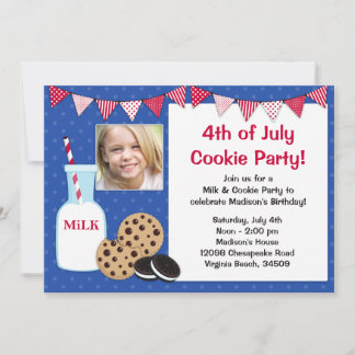 Milch und Cookies Einladung zur Geburtstagspartei