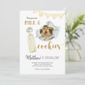 Milch und Cookies Erste Einladung zum Geburtstag (Stehend Vorderseite)