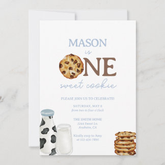 Milch und Cookies Erste Geburtstagsfeier Einladung