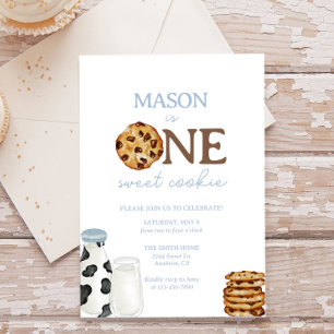 Milch und Cookies Erste Geburtstagsfeier Einladung