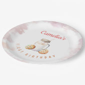 Milch und Cookies Erste Geburtstagsparty Pappteller (Schrägansicht)