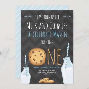 Milch und Cookies Erster Geburtstag Einladungsjung Einladung