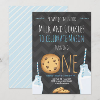 Milch und Cookies Erster Geburtstag Einladungsjung Einladung