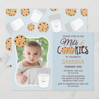 Milch und Cookies Foto Geburtstagseinladung Einladung
